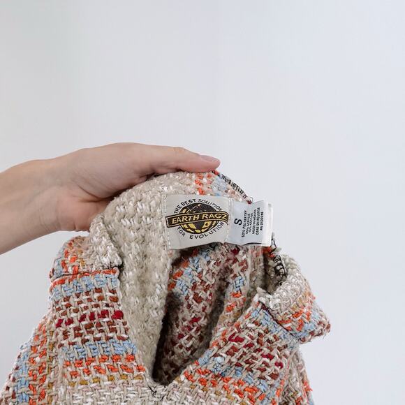 Earth Ragz Boho Baja Hoodie Multicolor Woven Pullover Size Small - Picture 3 of 3